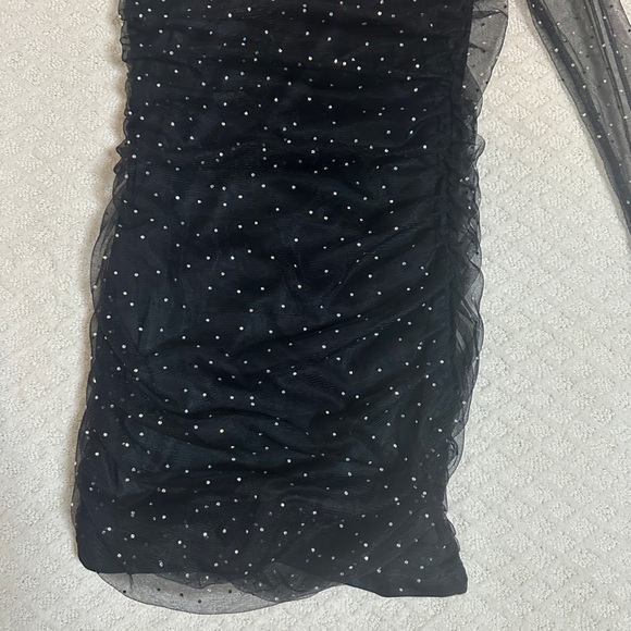 NWT ZARA | Bejewelled Asymmetric Black Tulle Dress SZ L - Picture 13 of 15